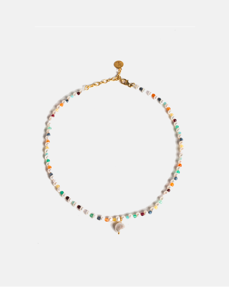 Pearl & Gemstone Necklace | Gold