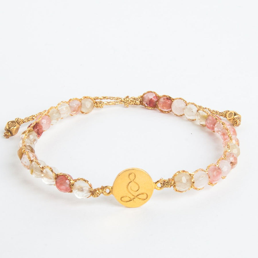 Lotus Watermelon Quartz Bracelet | Gold